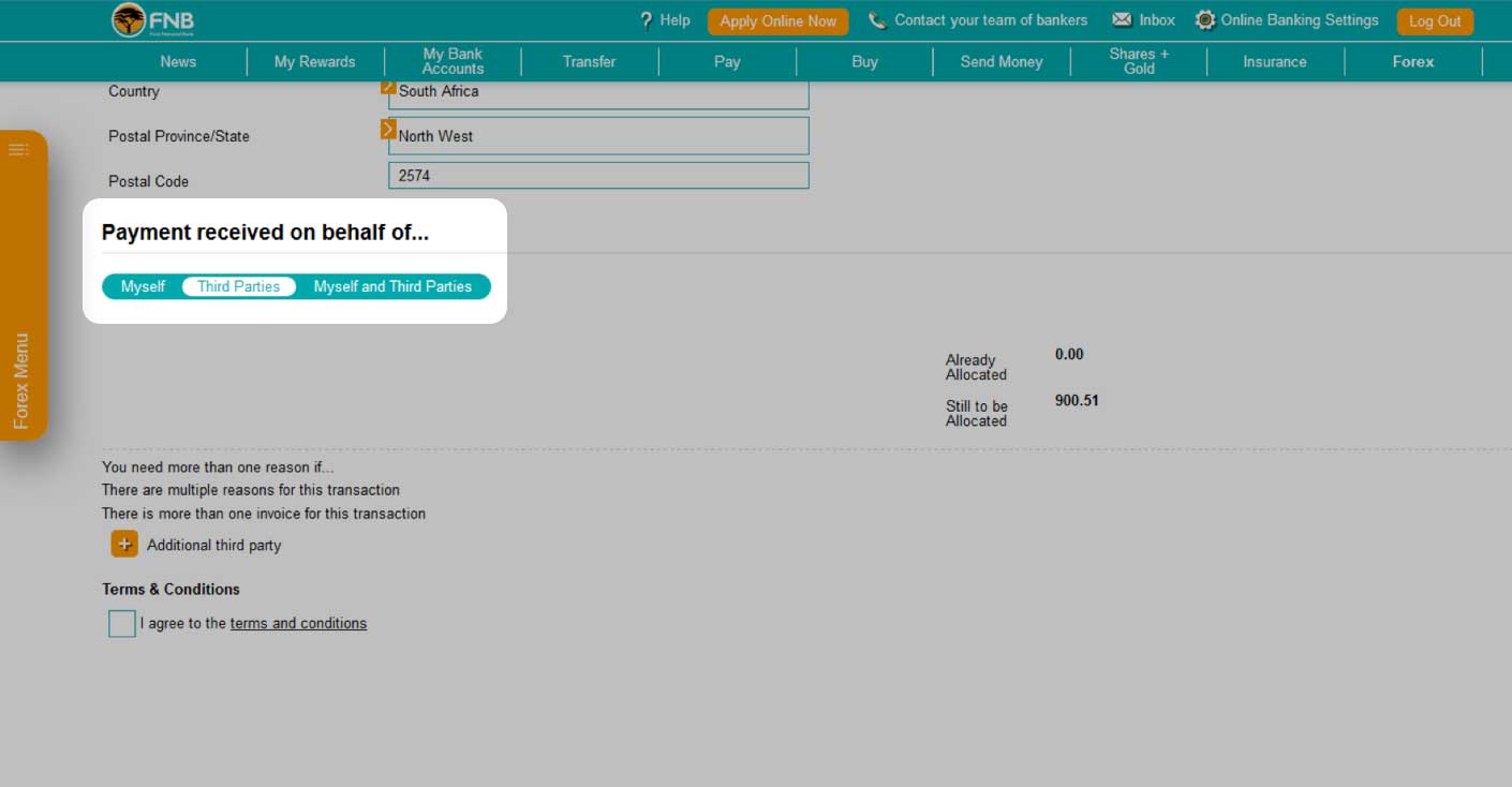 fnb forex payments