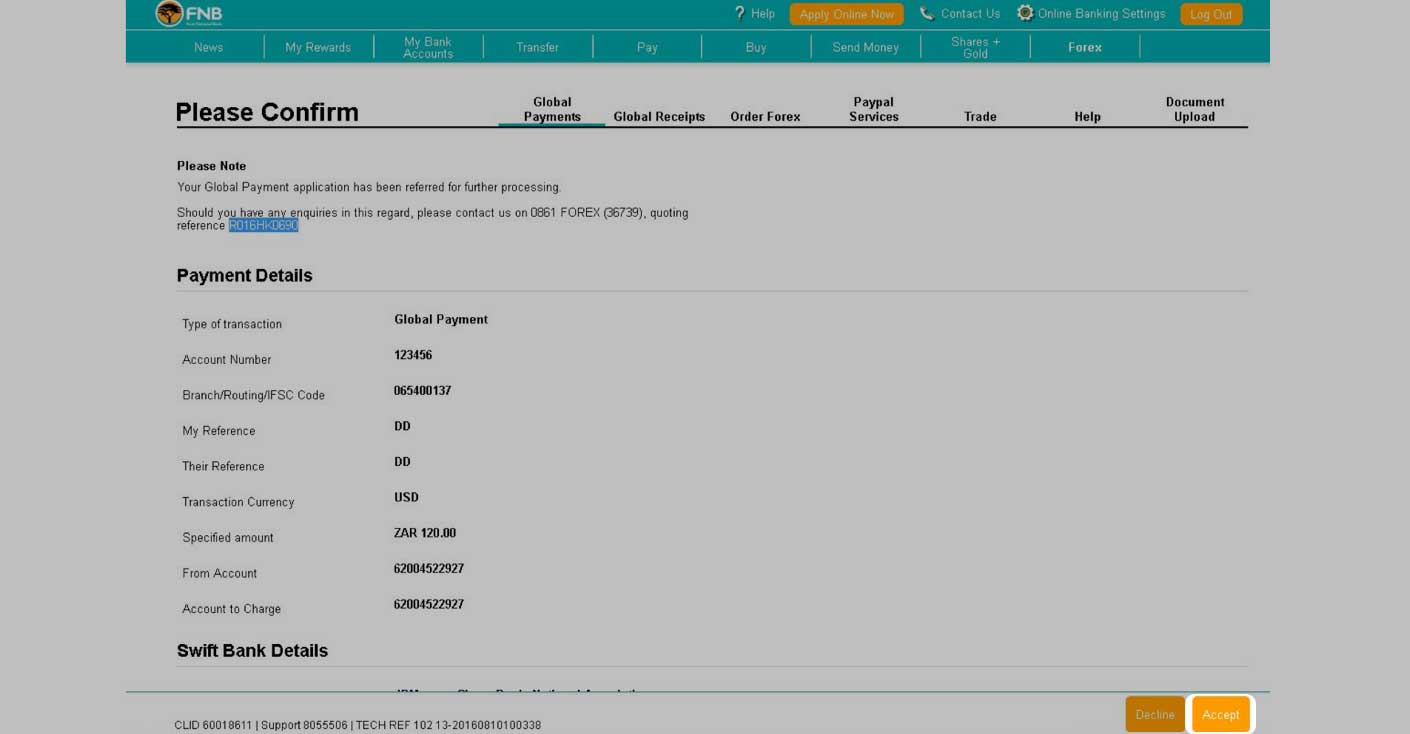 How To Make A Once Off Global Payment Ho!   w To Demos Fnb - 