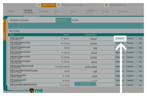 how to get 3 months bank statements from fnb app